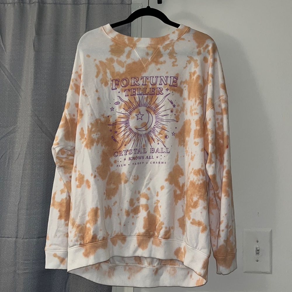 Orange Tie-dye Graphic Crew Neck